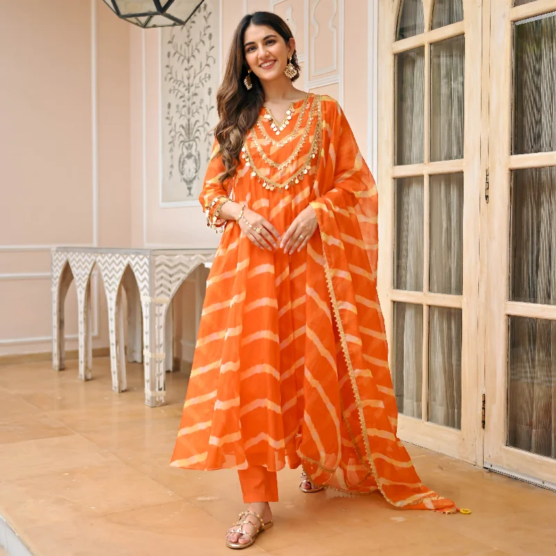 Orange Leheriya Suit Set