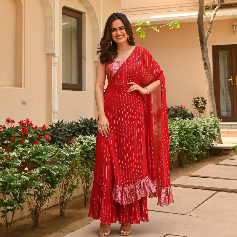 Bunaai Cherry Red Lurex 3 Piece Set