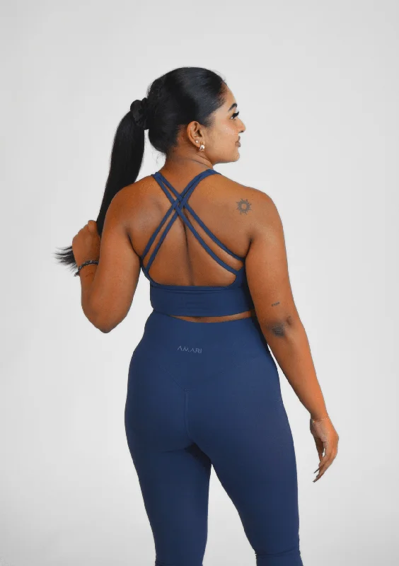 Cross Back Sports Bra - Midnight Blue