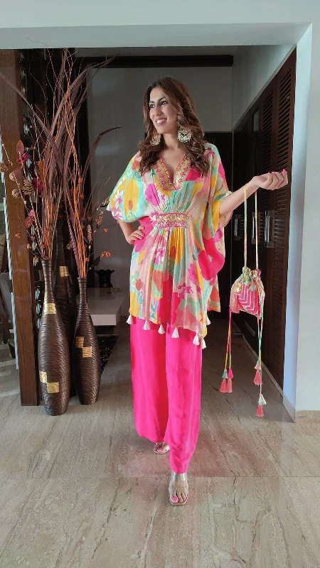 Pastel Multicolour Kaftan Potli Set