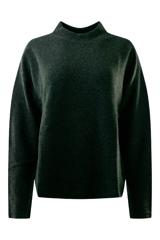 Repeat Cashmere Wool Cashmere Mock Neck Sweater in Charcoal