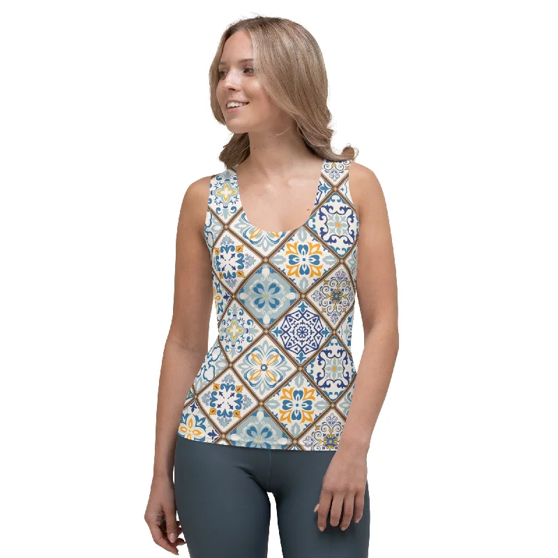 Floral Tile Print Tank Top