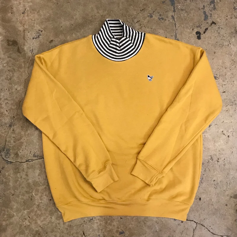 MUCHO ALOHA OLD GOLD STRIPED MOCK TURTLENECK