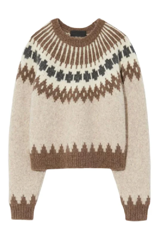 Nili Lotan Alena Sweater in Oatmeal Fairisle