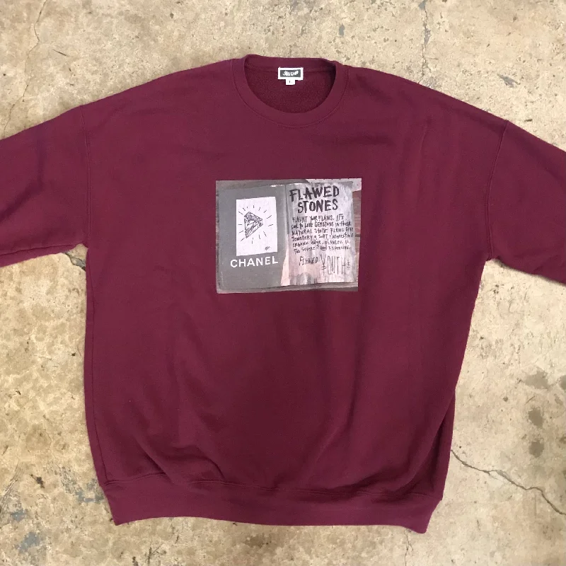 MAROON FLAWED STONE CREWNECK