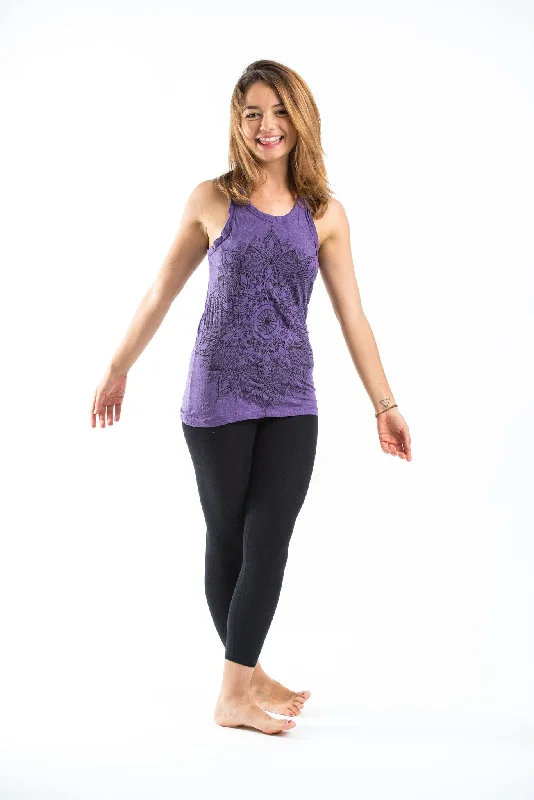 Womens Lotus Mandala Tank Top in Purple