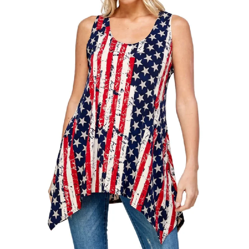 Women's Made in USA Stars and Stripes Sharkbite Tank