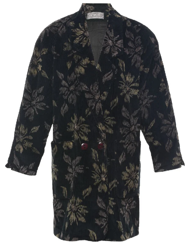 Corduroy Floral Coat - L