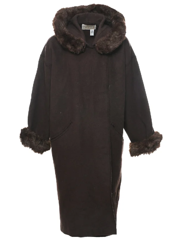 Dark Brown Wool Coat - L