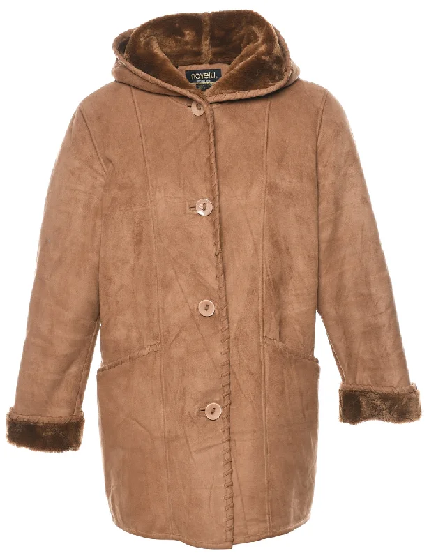 Hooded Brown Coat - M