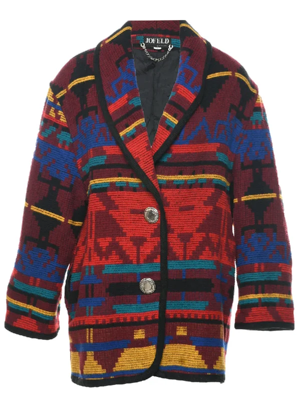 Multi-colour Wool Coat - M