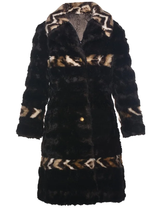 Single Breasted Faux Fur Coat - S