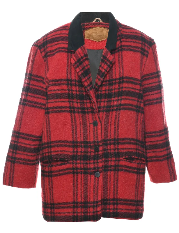 Woolrich Checked Wool Coat - M