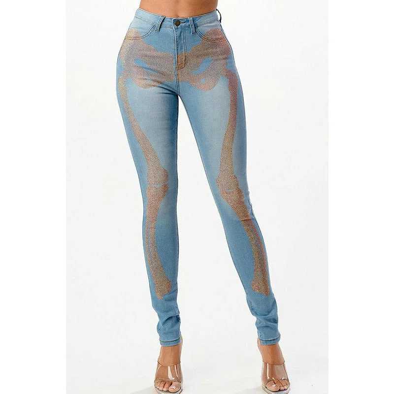 Skinny Rhinestone “Bones” Jeans