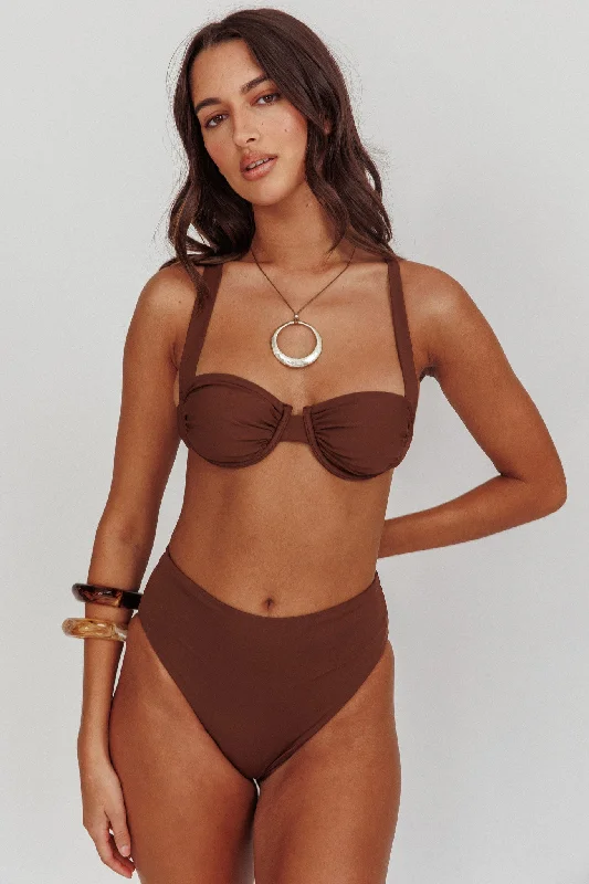 Harmonia High Waist Bikini Bottom Choc