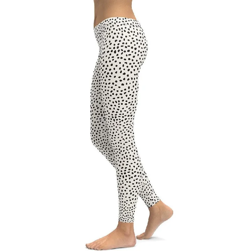 Beige Polka Dot Pattern Leggings