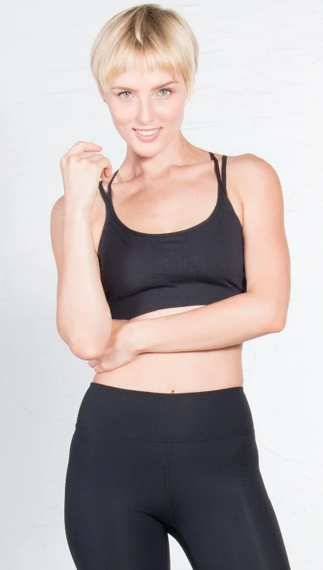 Black Seamless/Mesh Sports Bra