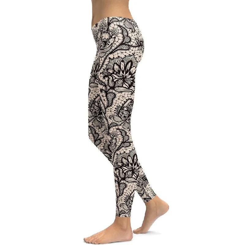 Flower Lace Print Leggings