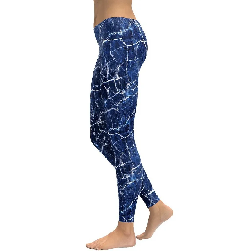 Navy Blue Marble Leggings