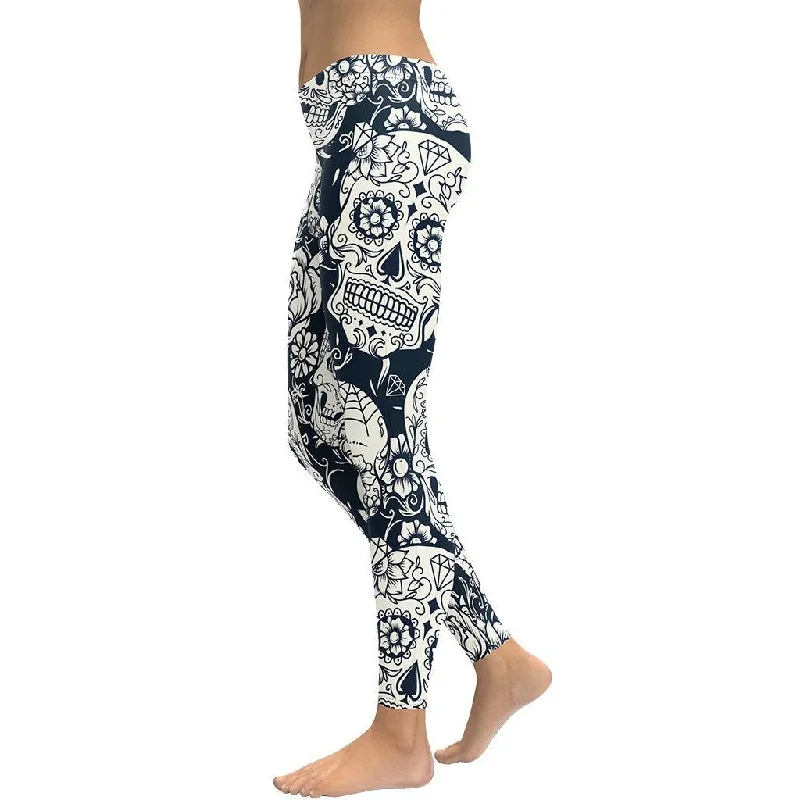 Navy Blue Skull Leggings