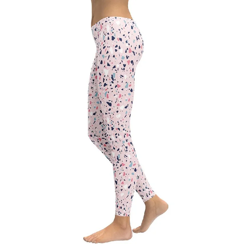 Pink Terrazzo Marble Leggings