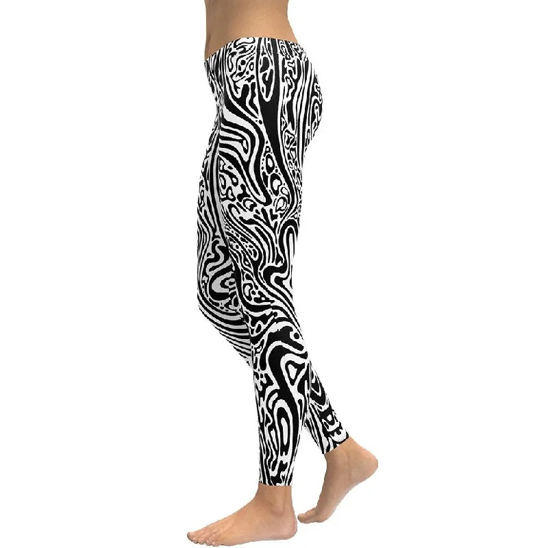 Psychedelic Black & White Leggings