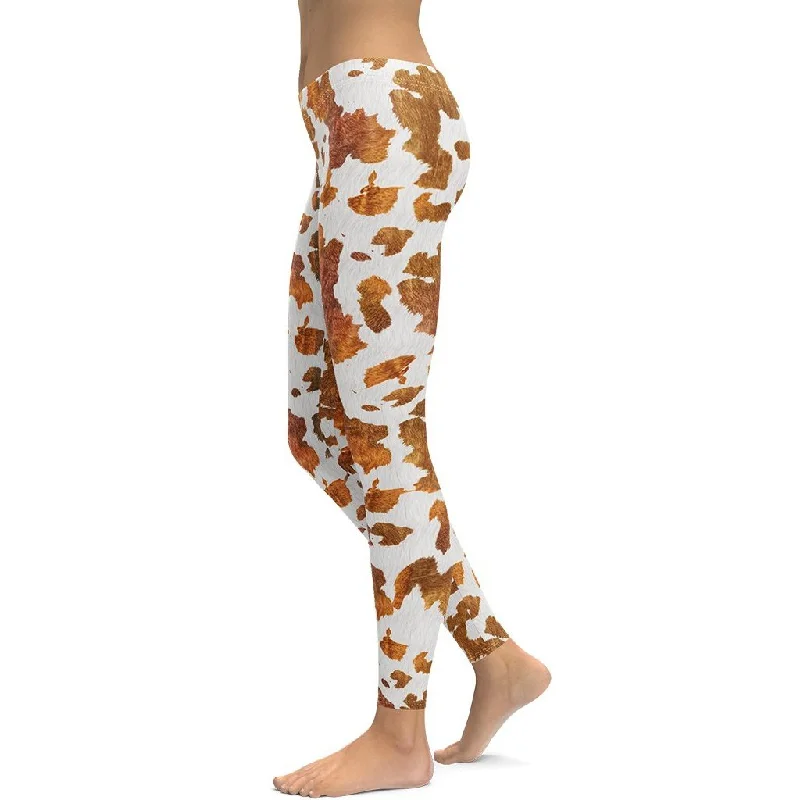 Realistic Cow Print Leggings