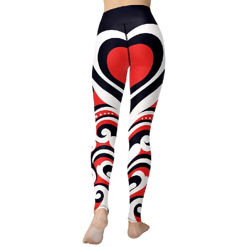 Swirl Heart Shaped Yoga Leggings