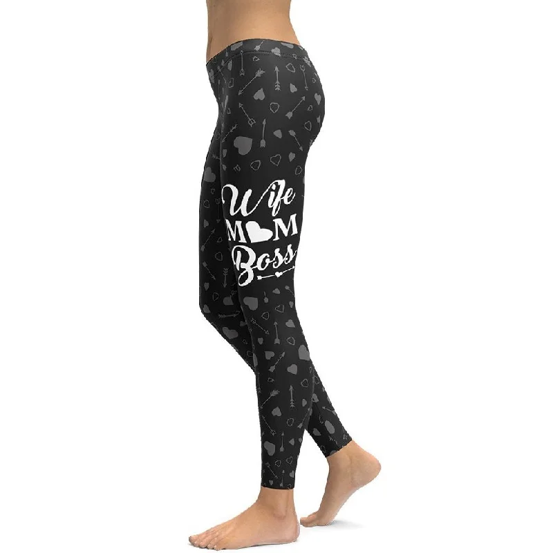 Wife Mom Boss Leggings