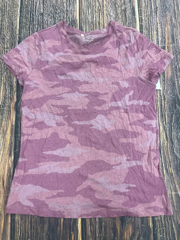 Camouflage Print Top Short Sleeve Basic Athleta, Size S