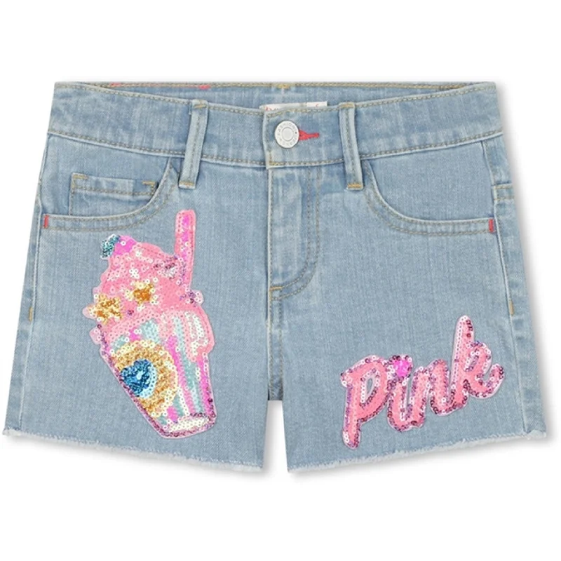 Billieblush Double Stone + Bleach Denim Shorts