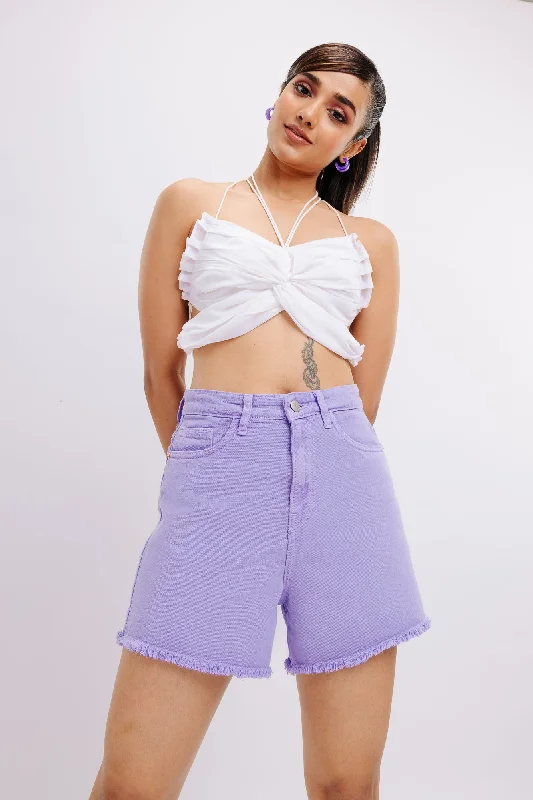 Frayed Hem Lavender Shorts