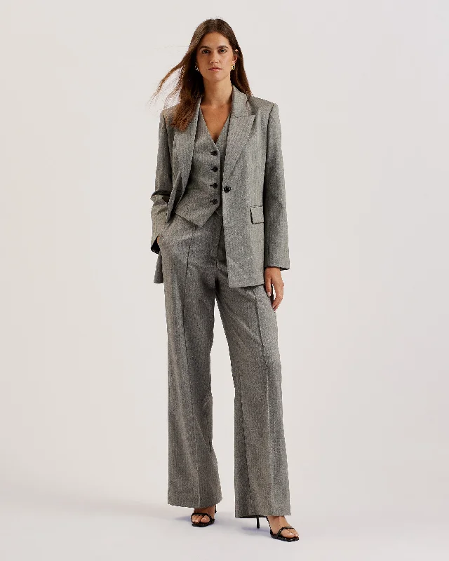 Koat Pinstripe Wide Leg Tailored Trousers Dk-Grey