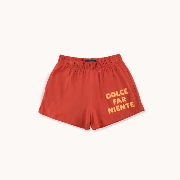 TINYCOTTONS Kids "DOLCE FAR NIENTE" SHORT in dark brown/brick 061