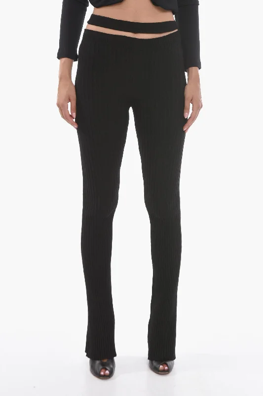 ANDREĀDAMO Ribbed Knit Trousers with Skinny-fit