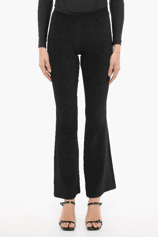 Courreges Solid Color Flared Pants with Side Zip