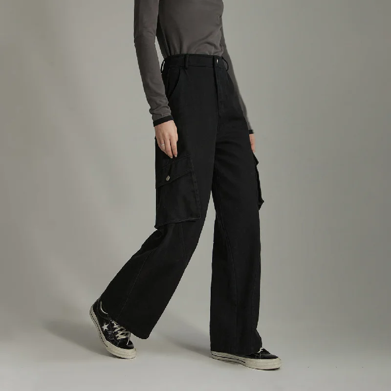 Color Pocket Wide Casual Pants