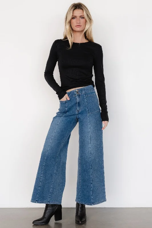 Emmi Mid Rise Wide Leg Jeans | Dark Wash