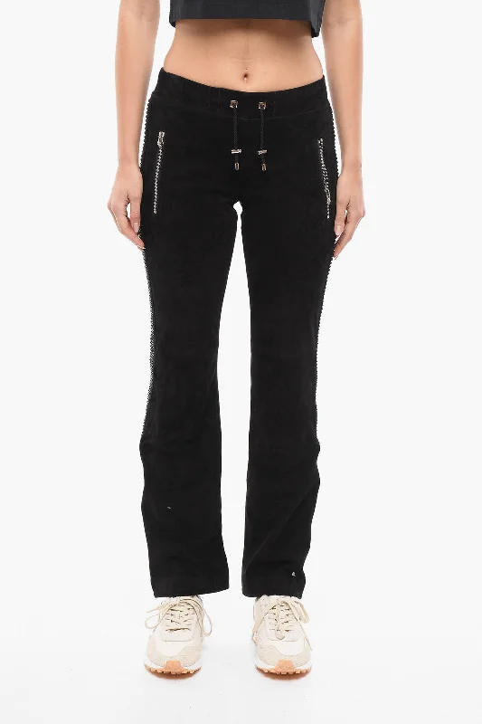 Philipp Plein Suede TOO GOOD Sweatpants with Crystals